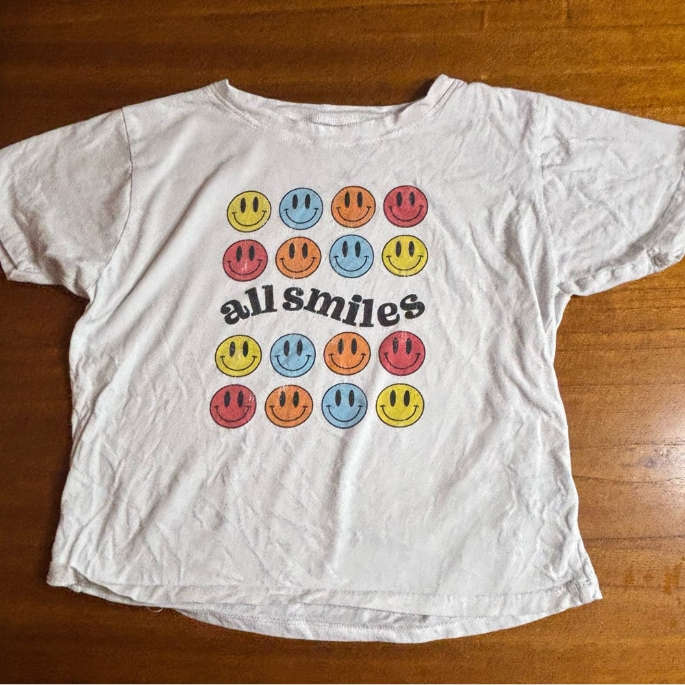 Prince Peter Collection White and Yellow Short Sleeve Tee with Smiley Design